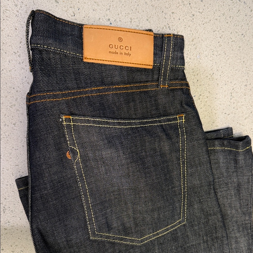 Gucci Women’s Dark Denim Flared Bottom Jeans Eur 44